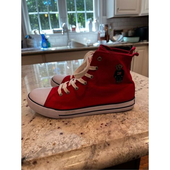 Polo Ralph Lauren Red Hamptyn Hi Solomon Bear Sneakers sz 7 EUC - Picture 5 of 8